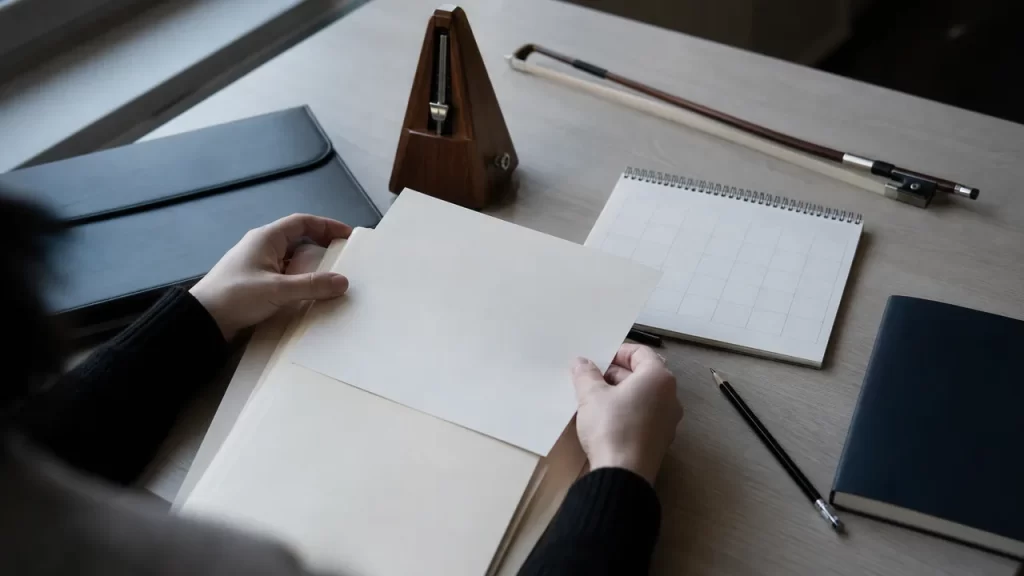 Документы для поступления в музыкальную академию на столе